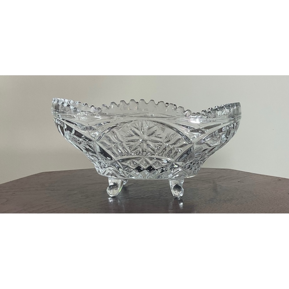 Vtg Anna Hutte Echt Bleikristall Oval Fruit Bowl 24% Lead Cristal W Germany